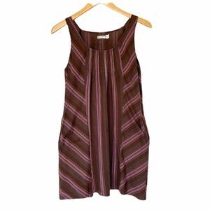 3/$15 Roxy Brown Pink White Striped Dress S